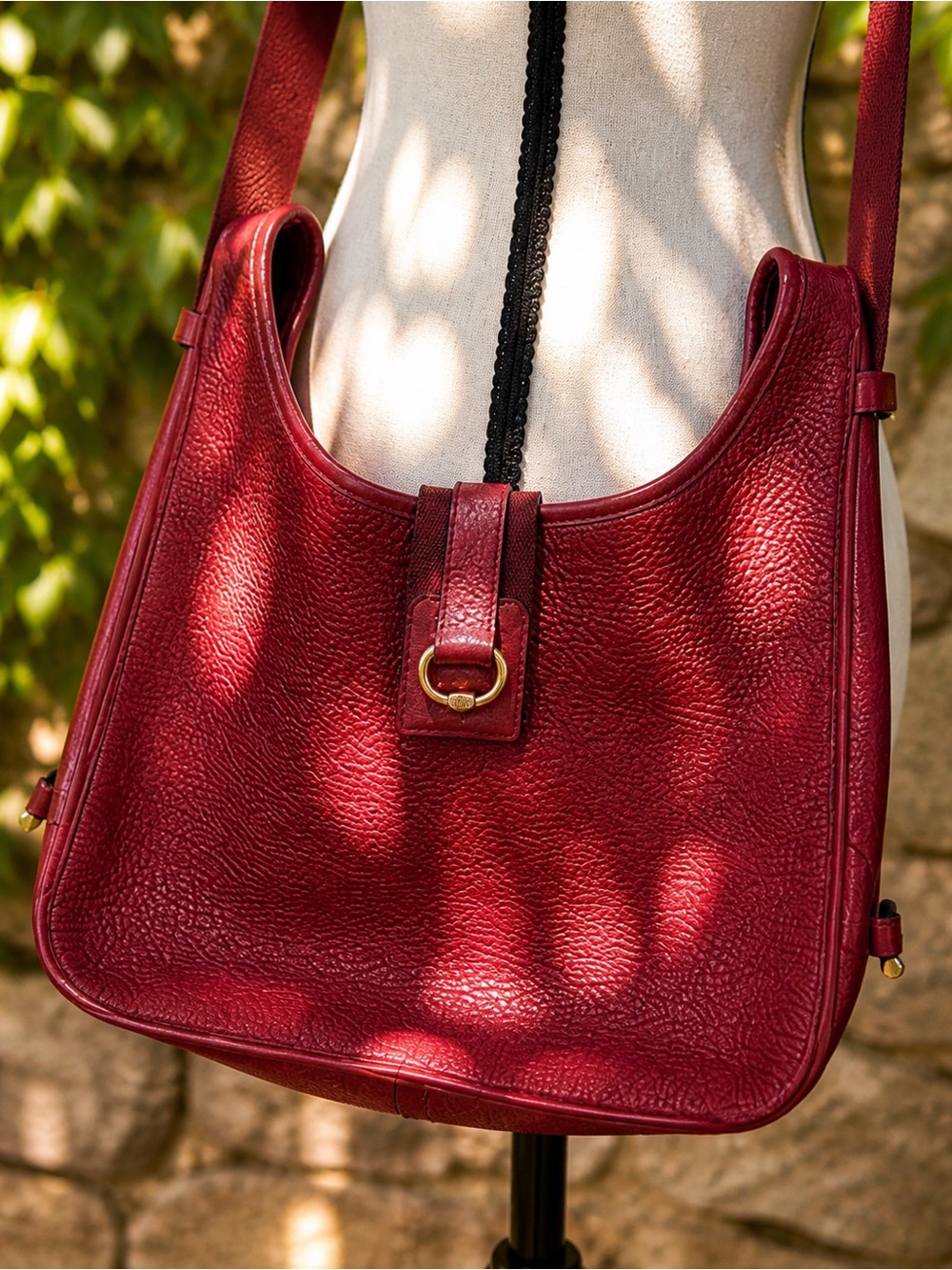 AUTHENTIC HERMES Clemence Tsako Hobo Rouge Adjustable Shoulder Strap Bag - Picture 1 of 15